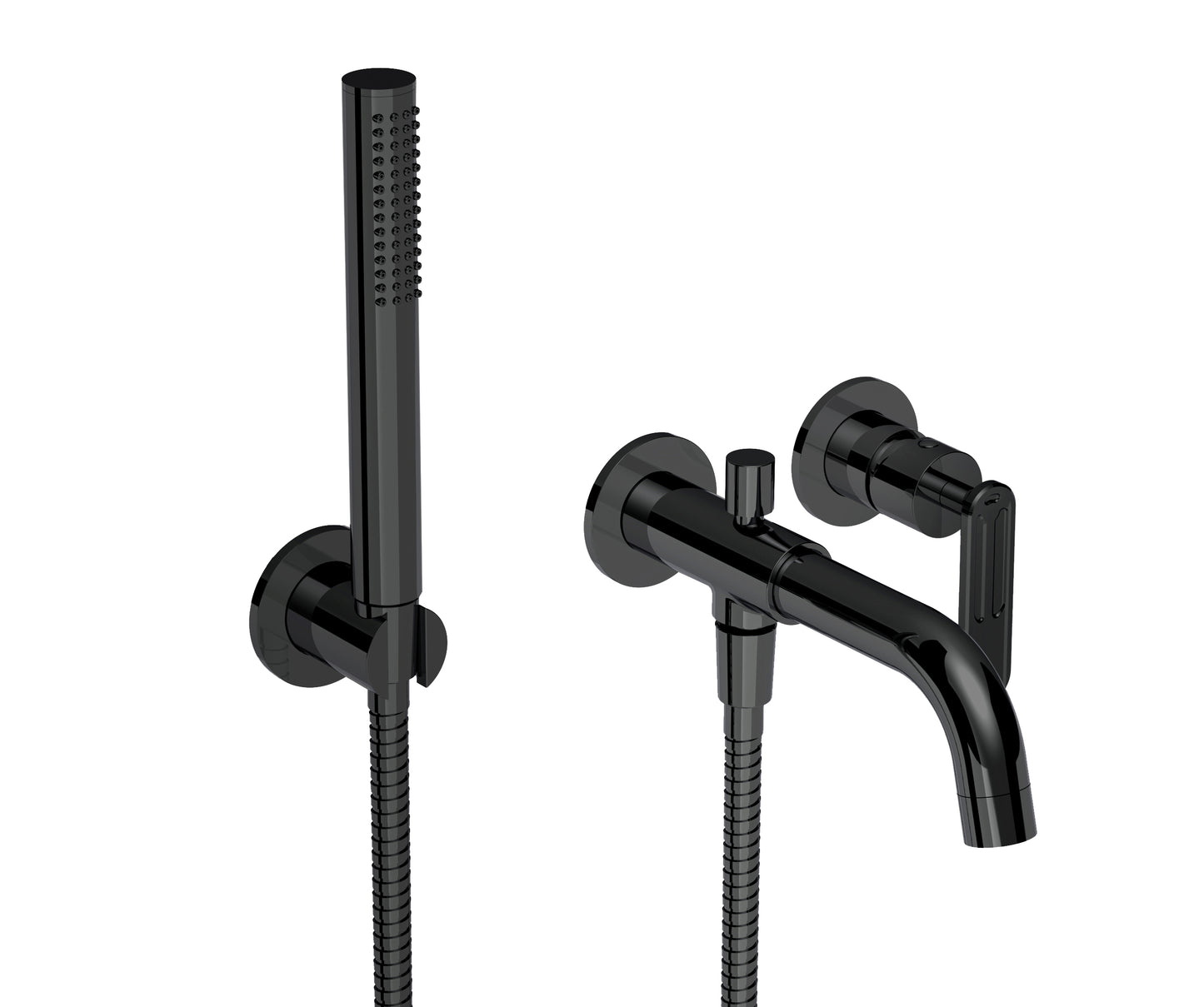 Wallmount tub filler with handshower - Plomberie Royalmount