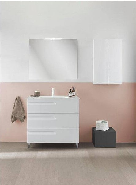 Vitale 32 in. W x 18 in. D 3-Drawers Vanity in White with White Basin