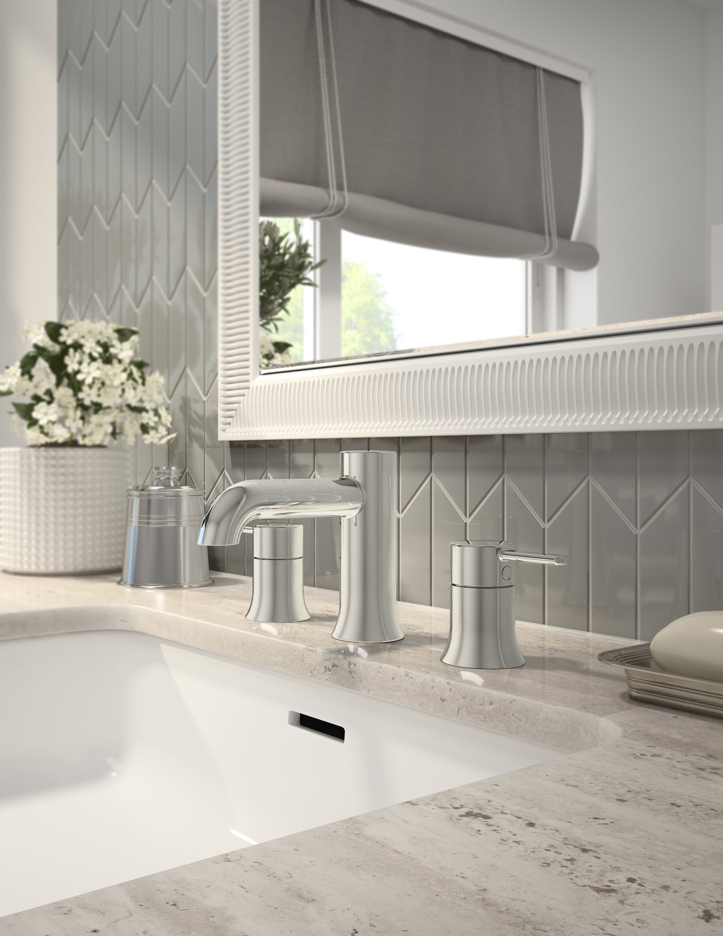 Widespread lavatory faucet Press pop-up drain included - Plomberie Royalmount