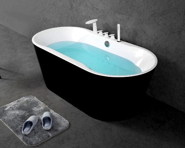 Freestanding Oval Bathtub in Glossy Black (60in, 67in)