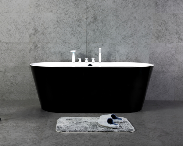 Freestanding Oval Bathtub in Glossy Black (60in, 67in)