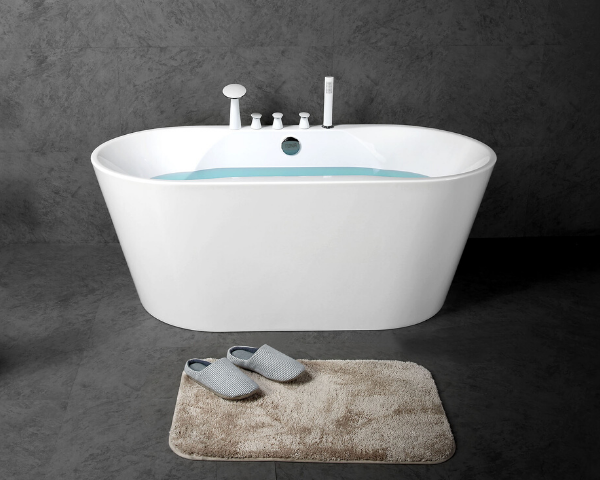 Freestanding Oval Bathtub in White, Acrylic (60in, 67in)