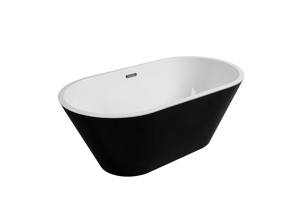 Freestanding Glossy Black Round Bathtub (60in, 67in)