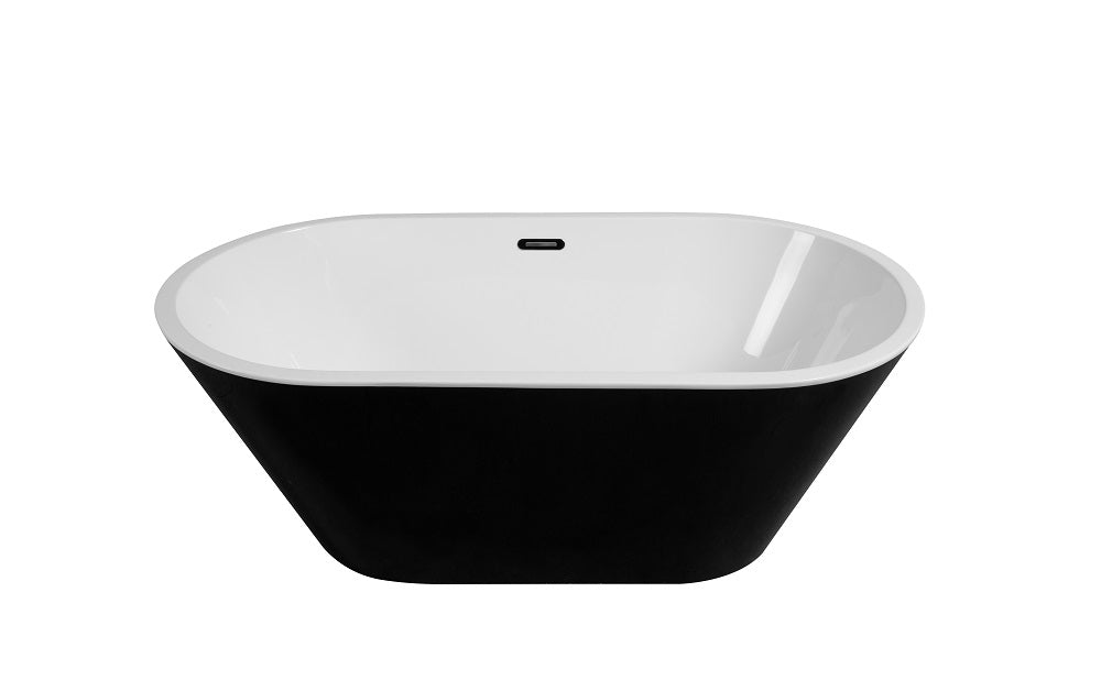 Freestanding Glossy Black Round Bathtub (60in, 67in)