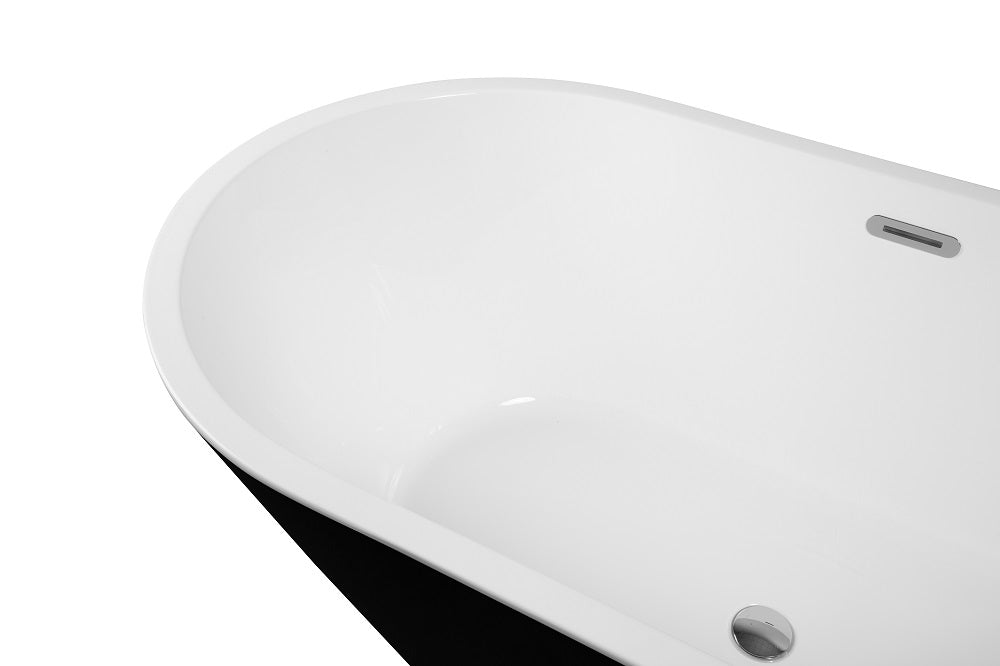Freestanding Glossy Black Round Bathtub (60in, 67in)