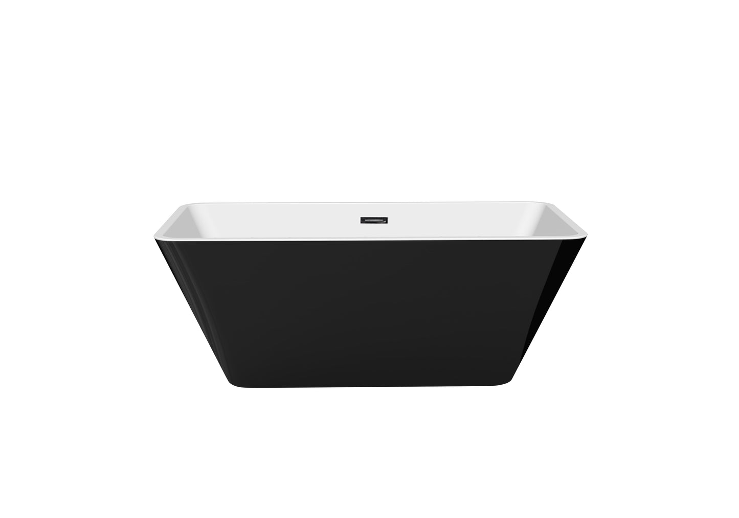 Freestanding Glossy Black Rectangular Tub (60in, 67ni)