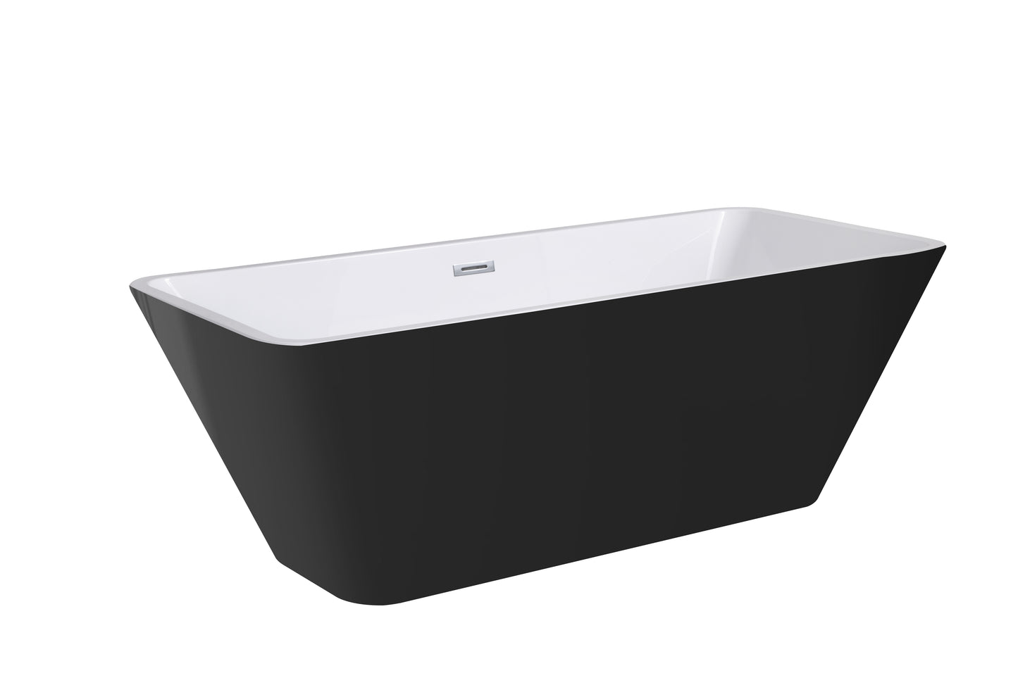Freestanding Glossy Black Rectangular Tub (60in, 67ni)