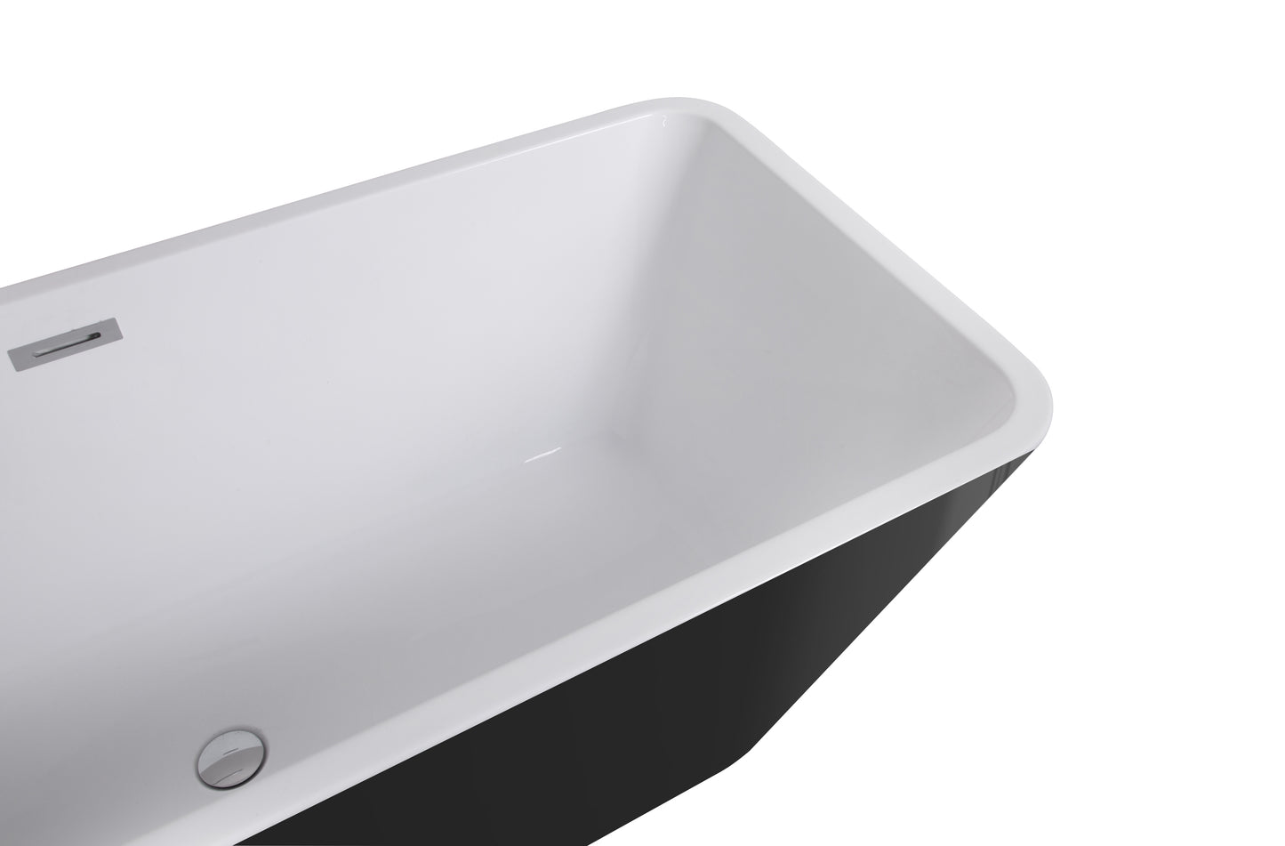 Baignoire rectangulaire autoportante noire brillante (60 po, 67 po)