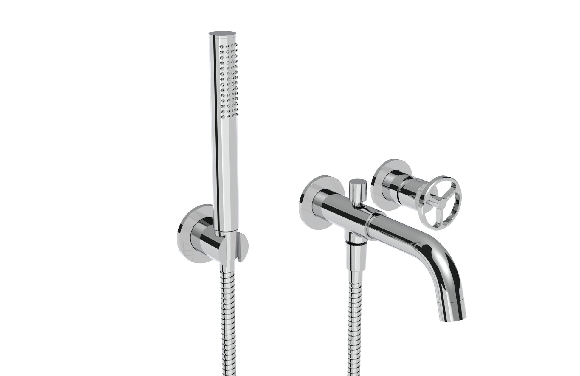 Wallmount tub filler with handshower - Plomberie Royalmount