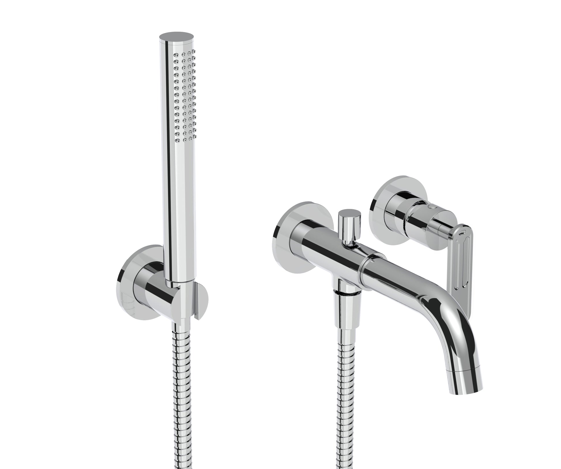 Wallmount tub filler with handshower - Plomberie Royalmount