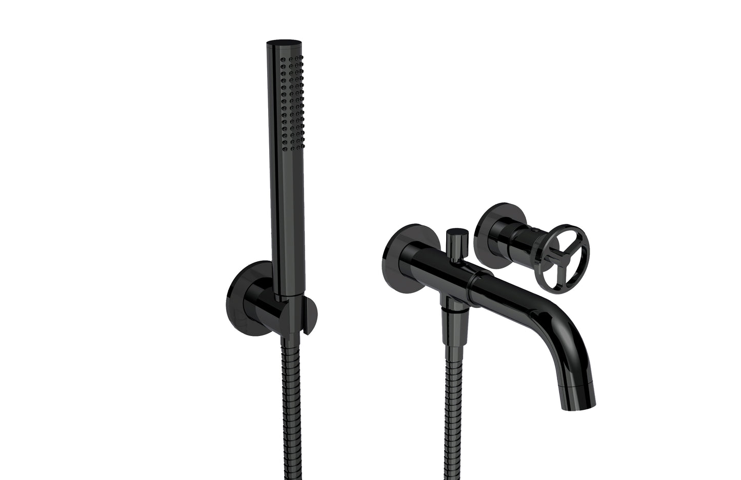 Wallmount tub filler with handshower - Plomberie Royalmount