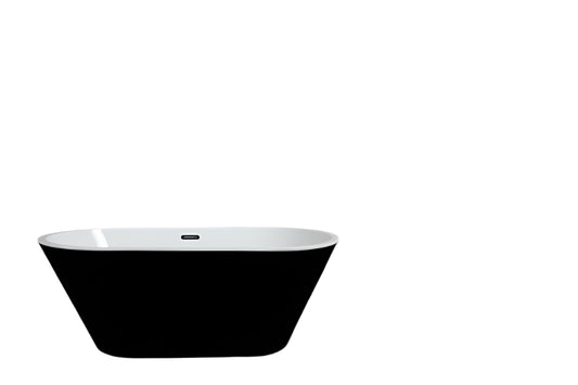 Freestanding Glossy Black Round Bathtub (60in, 67in)
