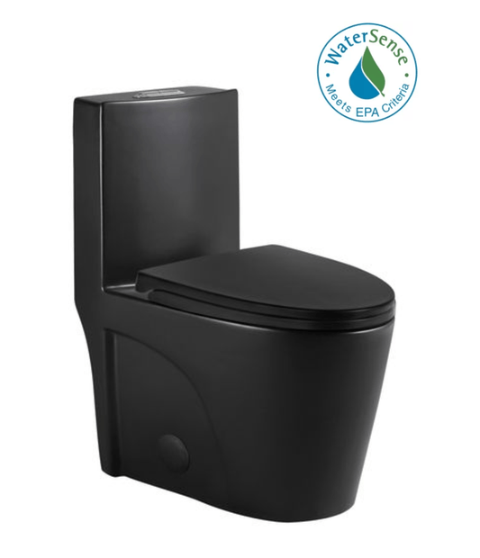 Matte Black One-piece Dual-Flush Toilet