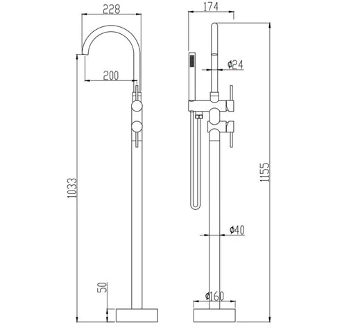 Lauretta Free Standing Bathtub Faucet - PERUGIA