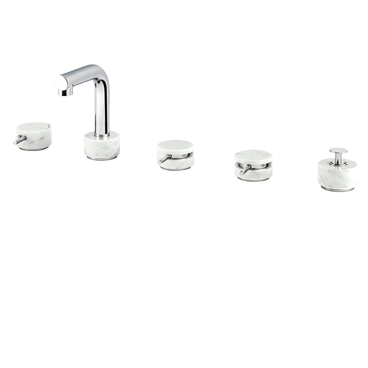 MARMO 5-piece deckmount tub filler with diverter and handshower