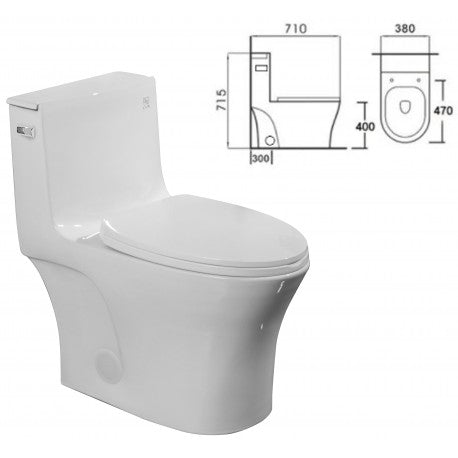 Mazu side flush, One piece toilet